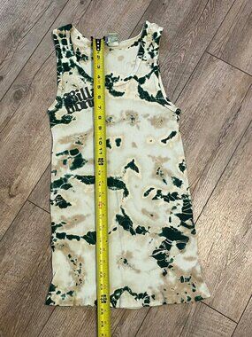 Women’s Ribbed Tank Top, Billabong Sleeveless Green/Tan Tie Dye Shirt, Size L